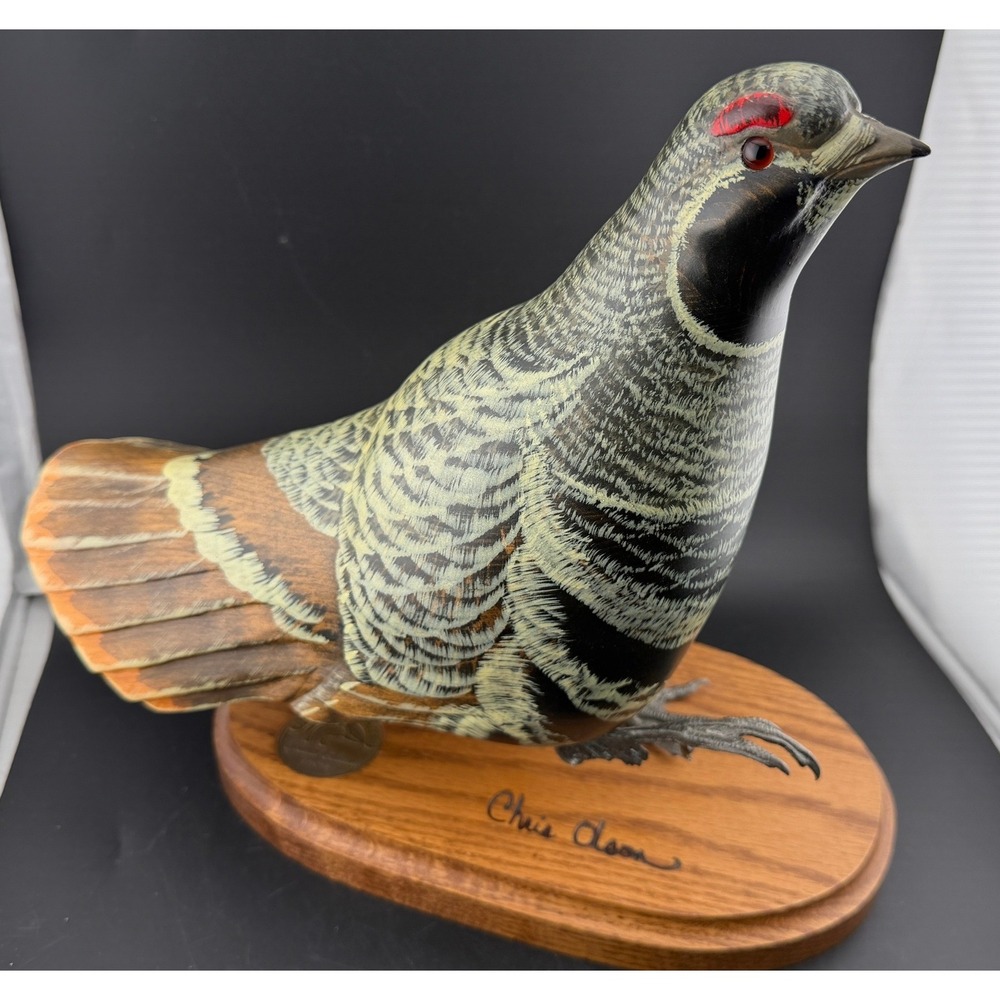 Ducks Unlimited Chris Olson Ruffed Grouse Figurine: Special Edition 1994-95 Wood